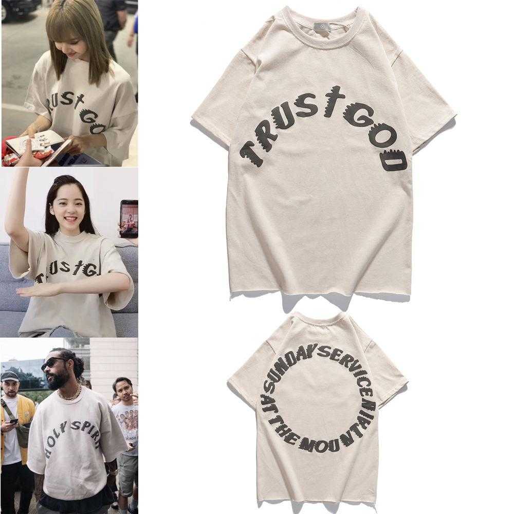 

new West Sunday Service tour Kanye commemorative OVERSIZE loose short-sleeved T-sh, White;black