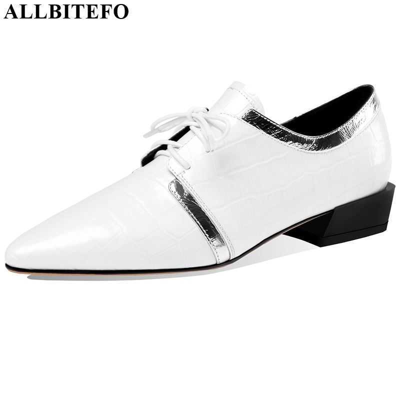 

ALLBITEFO nature genuine leather high heels comfortable low-heeled women heels fashion sexy office high heel shoes 210611, As picture