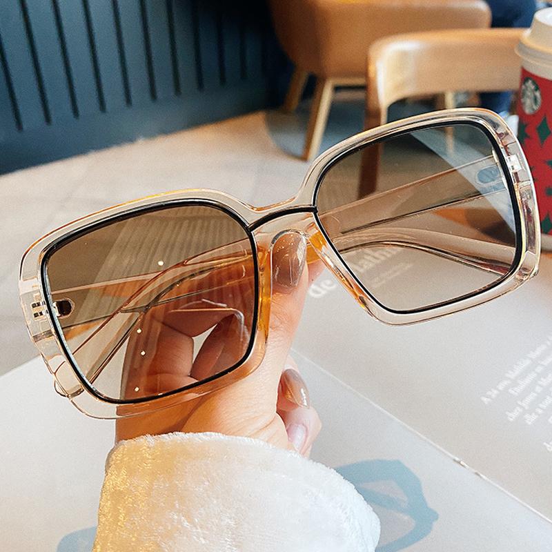 

Sunglasses 2021 Fashion Vintage Square For Women Clear Brown Blue Sun Glasses Men Retro Gradient Uv400 Eyewear Oversized