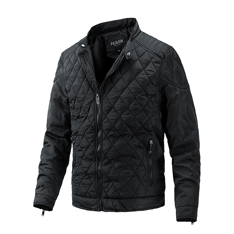 

2021 Autumn and Winter Cross-border Men's Light Cotton Clothes Casual Korean Stand Collar Coat Fashion Cotton Jacket Foreign Trade Men&, Black