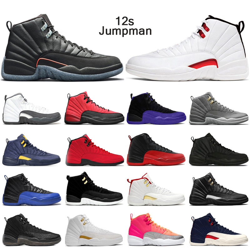 

12 Basketball Shoes Jumpman 12s Utility Reverse Flu Game Dark Concord University Gold Cherry Mens Trainers Sport Sneakers