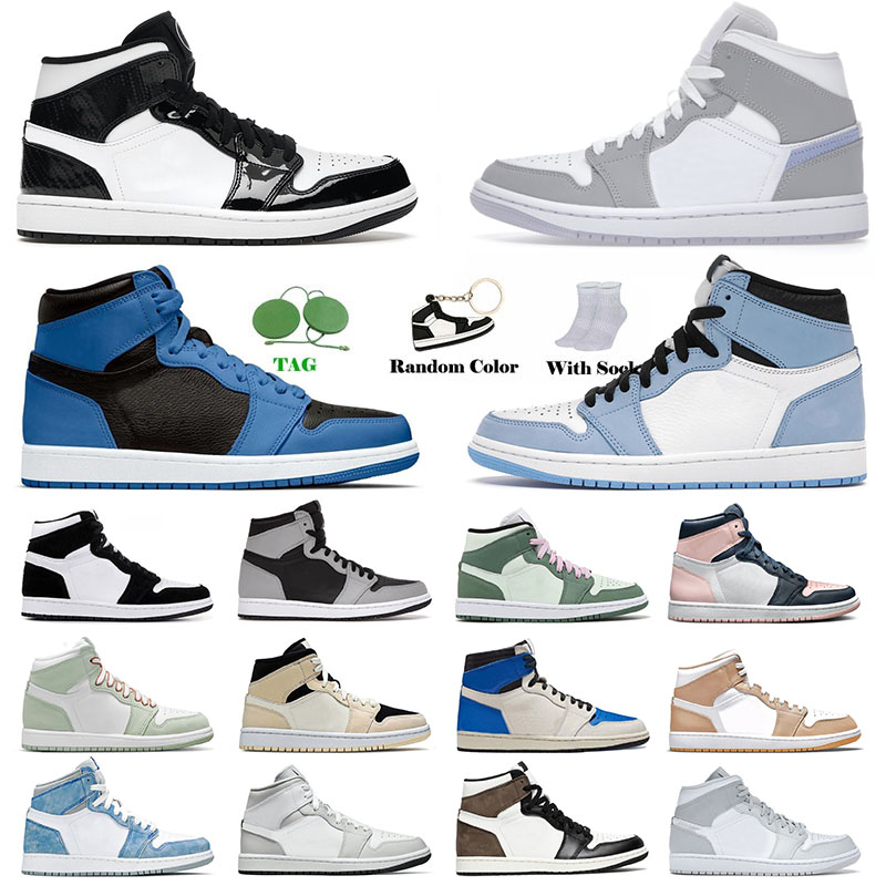 

2021 Jumpman 1 1s Mens Basketball Shoes High OG University Blue Mocha Dark Marina Seafoam Mid Dutch Green Carbon Fiber Pink Trainers Obsidian Designer Sneakers, # rust pink 36-46