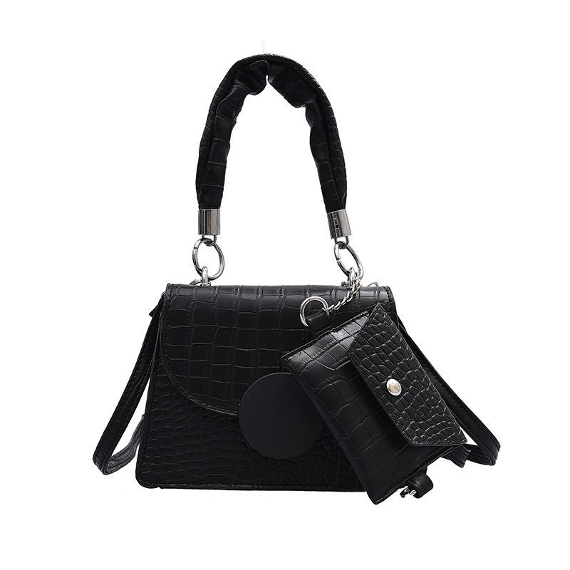 

Fashion Design Chain Shoulder Bags For Women PU Leather Square Bag Leisure Portable Small Bags Female Crossbody Bag Ladies Tote, Black