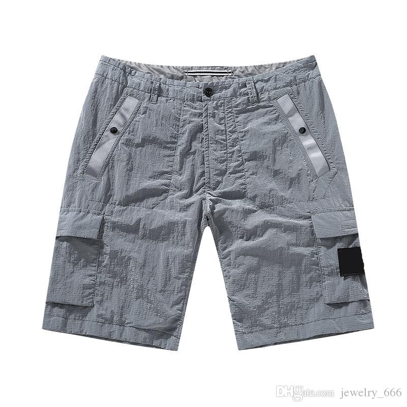 

21SS STONE Spring ISLAND Summer Cargo Shorts Men Women Military Style Cotton Men Multi Pocket Casual Compass Badge Embroidery Shorts 042502, White;black