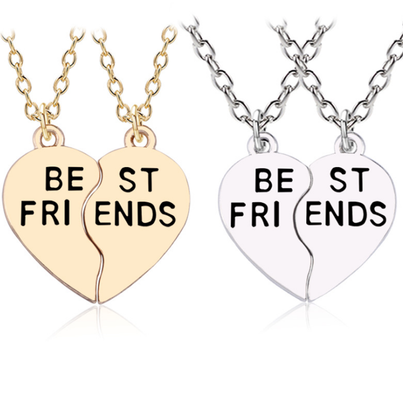 

Pendant Necklaces 2021 2Pcs/Set Friends Gold Silver Metal Broken Heart BFF Necklace Women Friendship Jewelry Gifts Wholesale