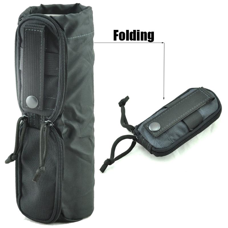 

Stuff Sacks 1000D Tactical Molle Folding Water Bottle Bag Military Combat Dump Drop Kettle Hiking Hunting Pouch Carry, Black