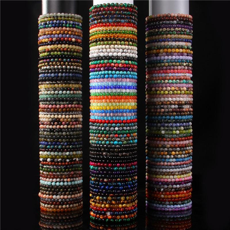 

Beaded, Strands Fashion 6mm Natural Stone Beads Elastic Bracelet Turquoises Tiger Eye Malachite Beaded Yoga Stretch Jewelry Women Men