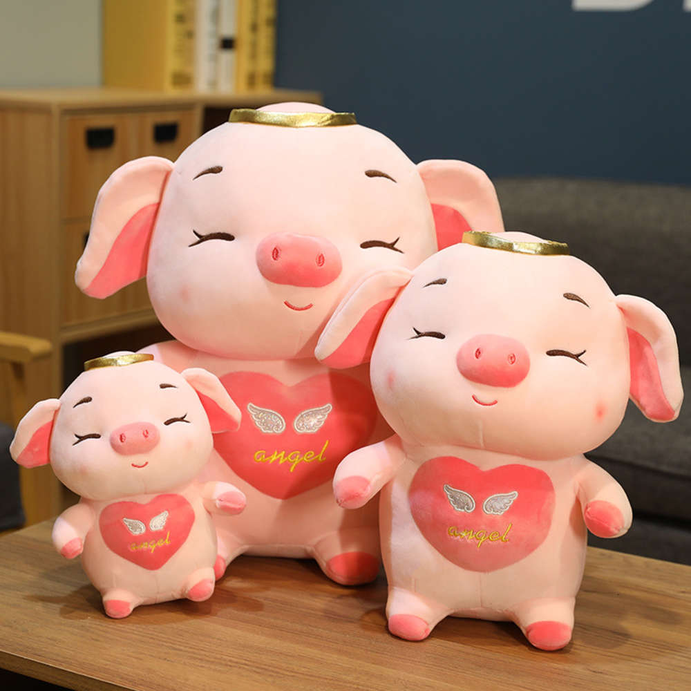

large love angel pig doll Pig Plush cute children present to girlfriend, Blue