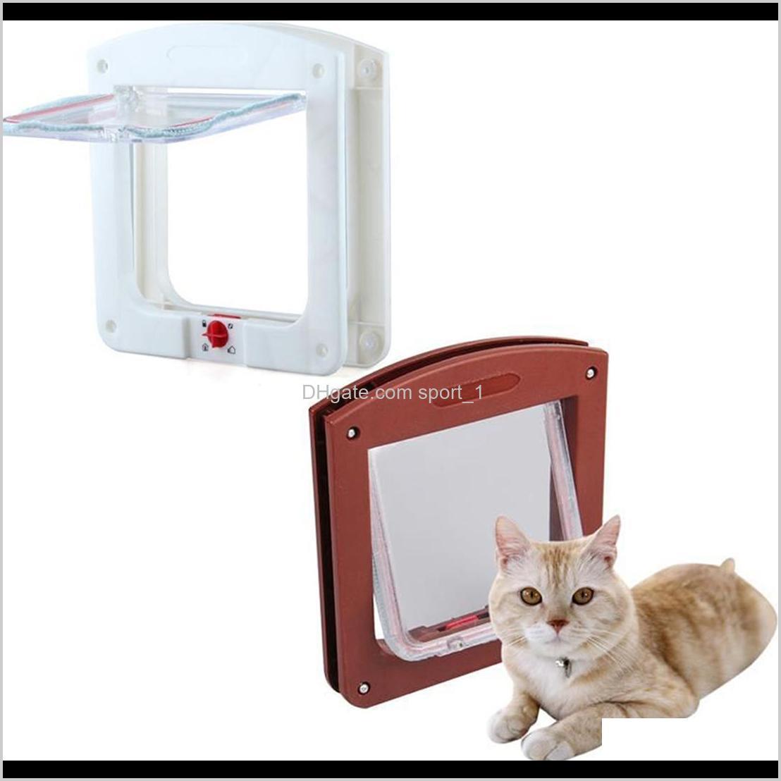 

New Durable Plastic 4 Way Locking Magnetic Pet Cat Door Small Dog Kitten Waterproof Flap Safe Gate Safety Supplies K0Boa Po8Yw
