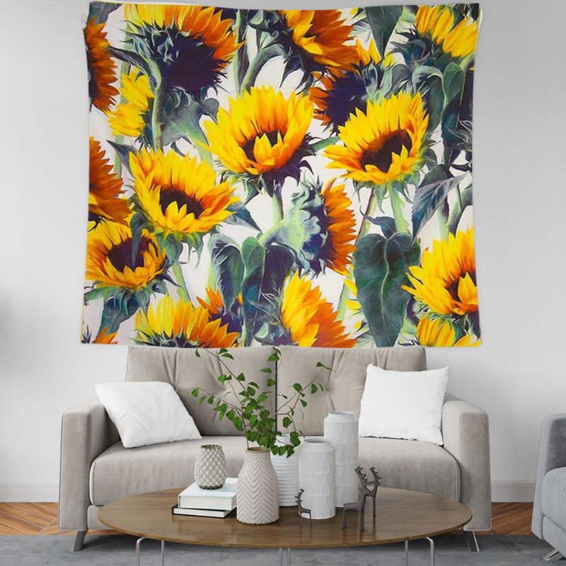 

Tapestries PLstar Cosmos Bohemian Sunflower Oil Painting Tapestry 3D Printing Tapestrying Rectangular Home Decor Wall Hanging Style-15