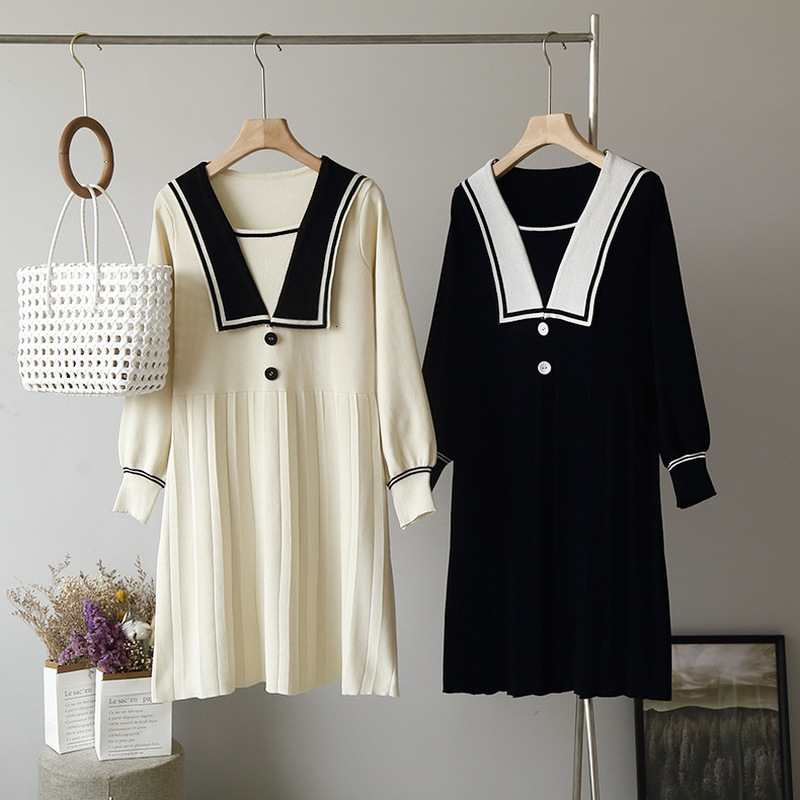 

2021 Vintage Peter Pan Collar Knit Cotton Mini Es Women Autumn Japan Style Kawaii Girls Loose Sweet Long Sleeve Gy2r, Red