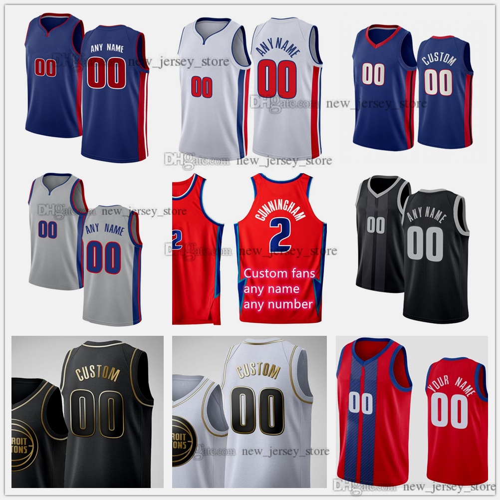 

Custom Printed 21-22 New City Diamond 75th Basketball Jerseys 2 Cade Cunningham 7 Killian Hayes Josh 20 Jackson 6 Hamidou Diallo 18 Cory Jos, Black;red
