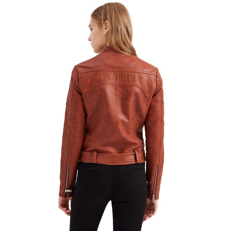 

2021 New Faux Leather Pu Jacket Women Autumn Winter Long Sleeve Fashion Slim with Sashes Biker Jackets Coat Female Outwear Tops Xzik, Pink