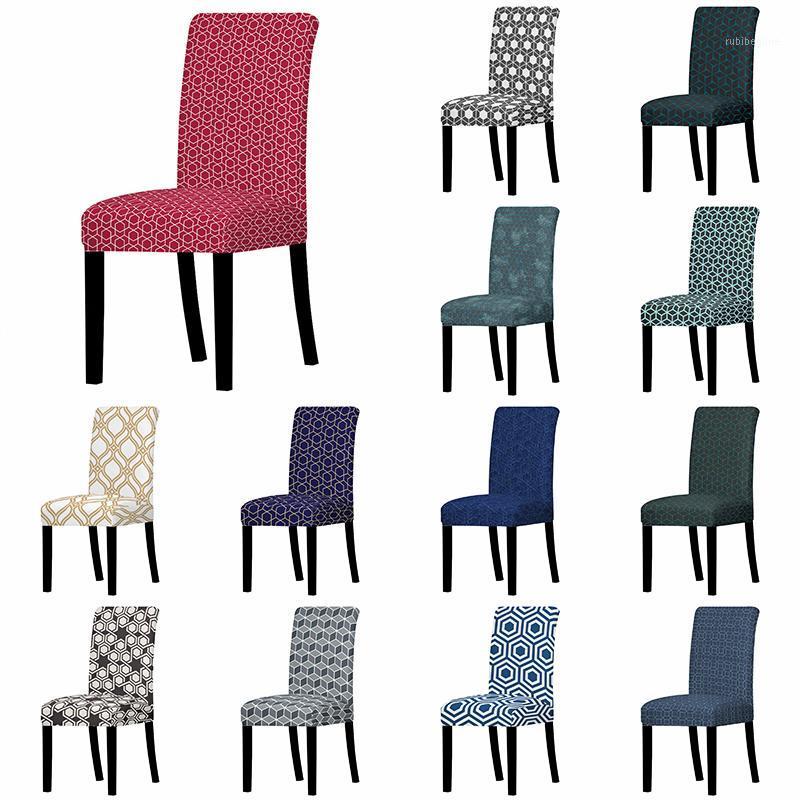 

Geometric Chair Cover Elastic Printing Dining Slipcover Modern Removable Anti-dirty Kitchen Seater Case Stretch Cove Covers