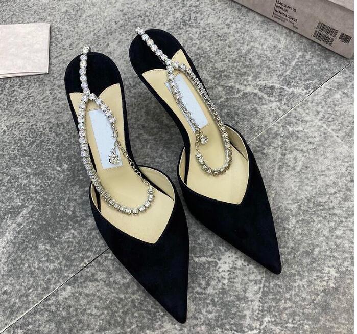 

Famous Lady Saeda Sandals Sexy Pointed Toe Women Pumps Crystals Strap Nice Sandalias Bridals Wedding Party Sexys High Heels EURO 35-43