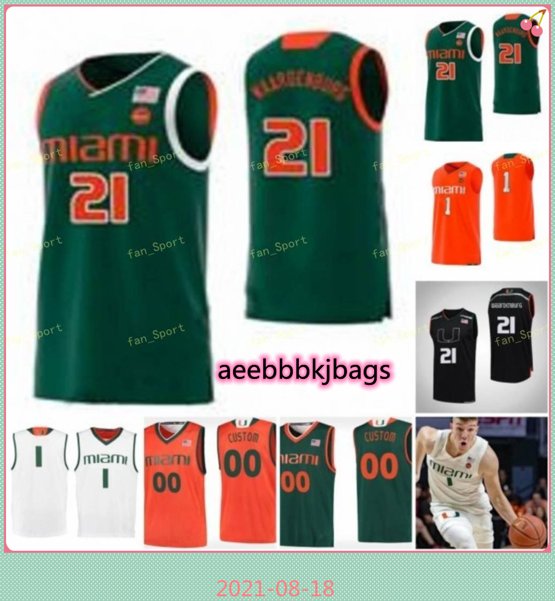 

NCAA College Miami Hurricanes Basketball Jersey 0 Chris Lykes 1 Dejan Vasiljevic 2 Isaiah Wong 3 Nysier Brooks Custom Stitched, As