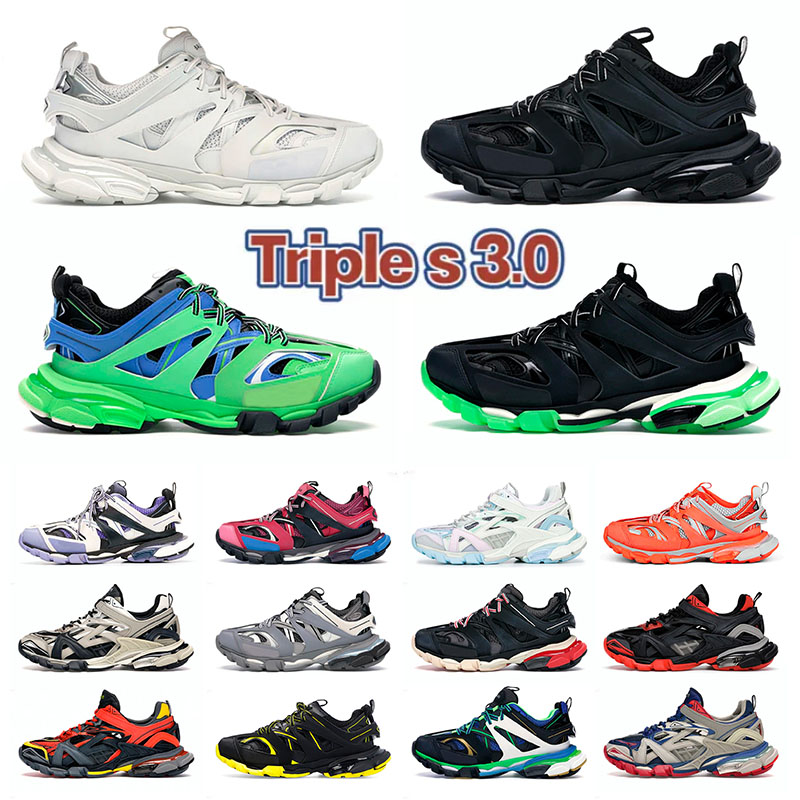 

2021 Triple S 3.0 casual shoes High quality fashion men sneakers Runner Blue Multicolor Grey White Orange Trainer Lime red pink Beige women Paris trainers US 6-12, # pastel