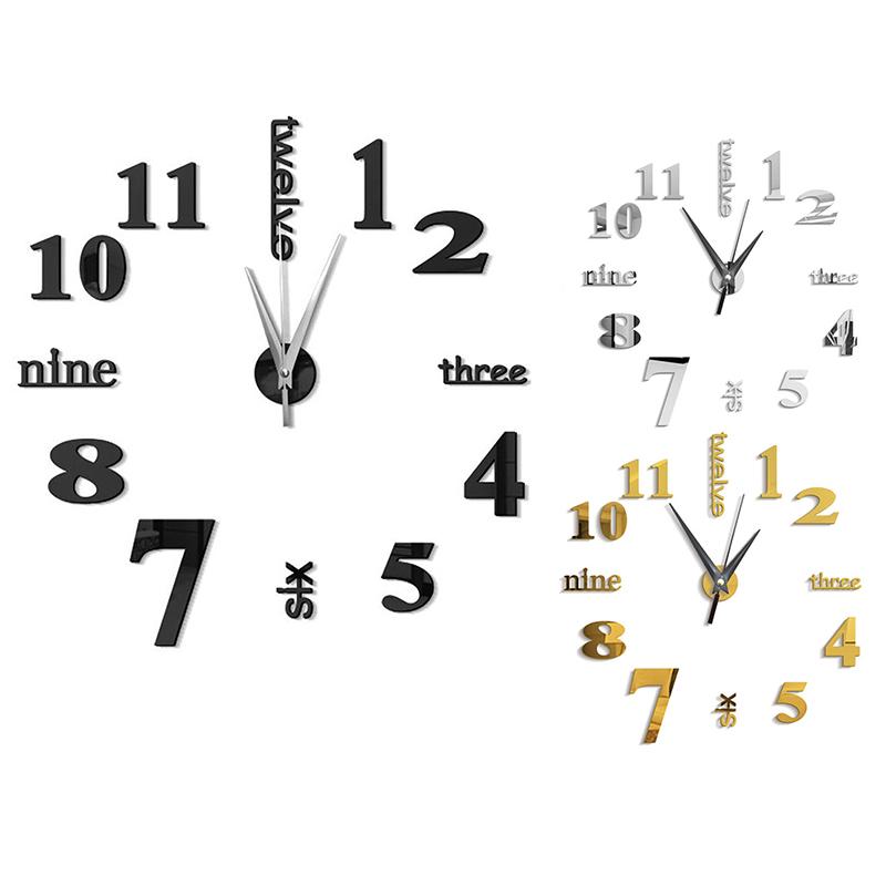 

3D Large Wall Clock Mirror Sticker Big Watch Sticker Home Decor Unique Gift DIY