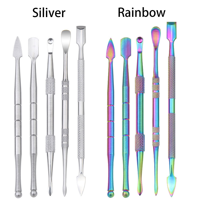 

Colorful Stainless Steel vape Dabber Tool Rainbow Smoking Concentrate Wax Oil Pick Tools for Dry Herb dab Skillet