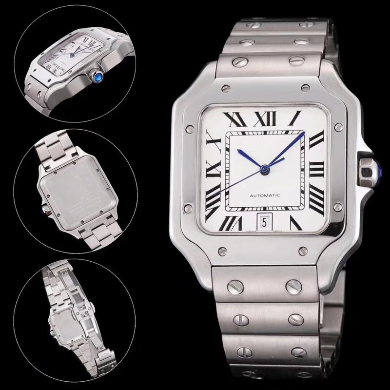 

Swiss mens watches mechanical movement automatic watch silver gold stainless steel auto date sapphire glass waterproof wristwatch original clasp montre de luxe, Silver blue