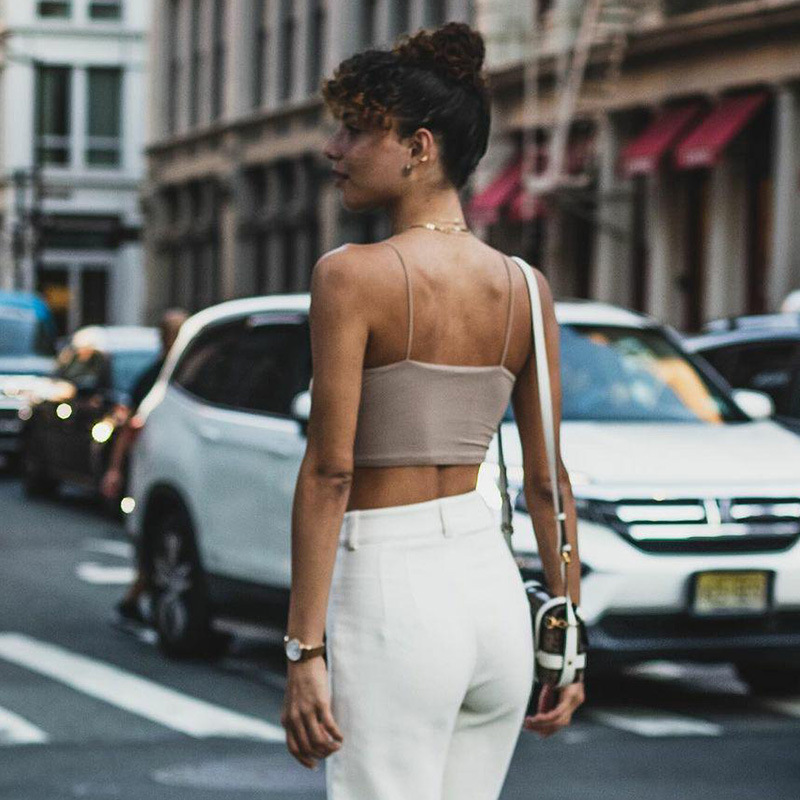 

Women Solid Sexy Slim Camsiole Fashion Summer New Bodycom Backless Club Crop Tank Top Female Streetwear Casual Vest, White