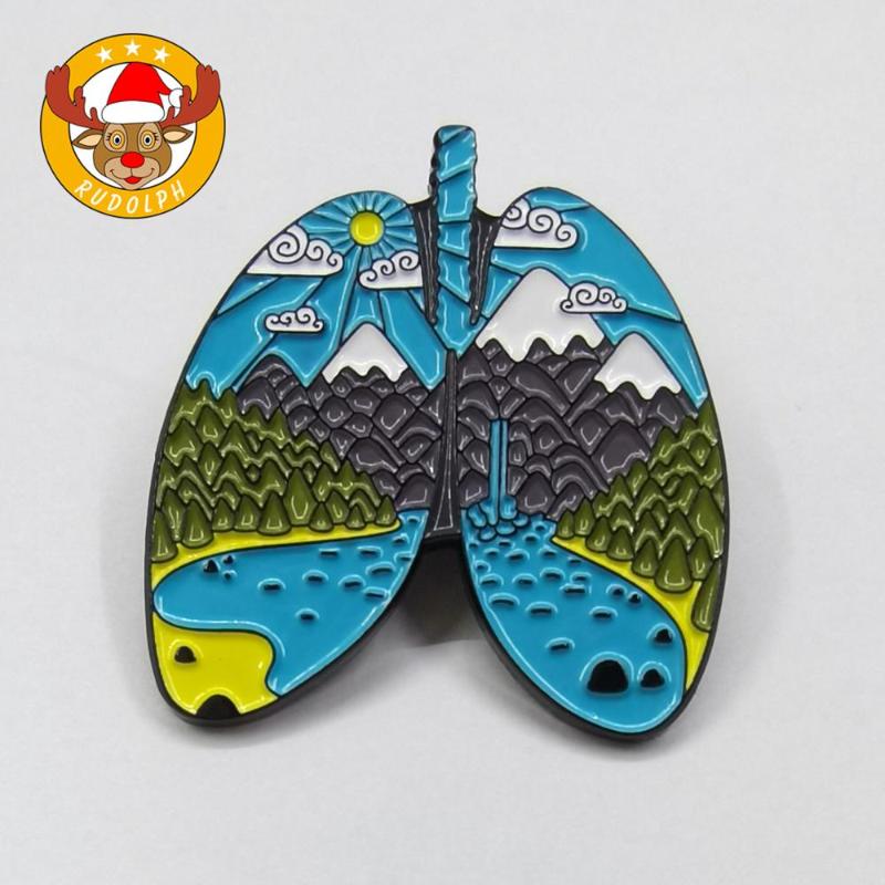

Pins, Brooches Classic Creative Heart Scenery Enamel Brooch, Gray