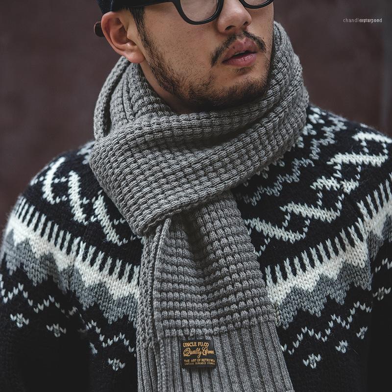 

Scarves Scarf Men American Retro Boys Gift Knitted Wool Fall And Winter With Solid Color Warm Student Trend Vintage Bib1