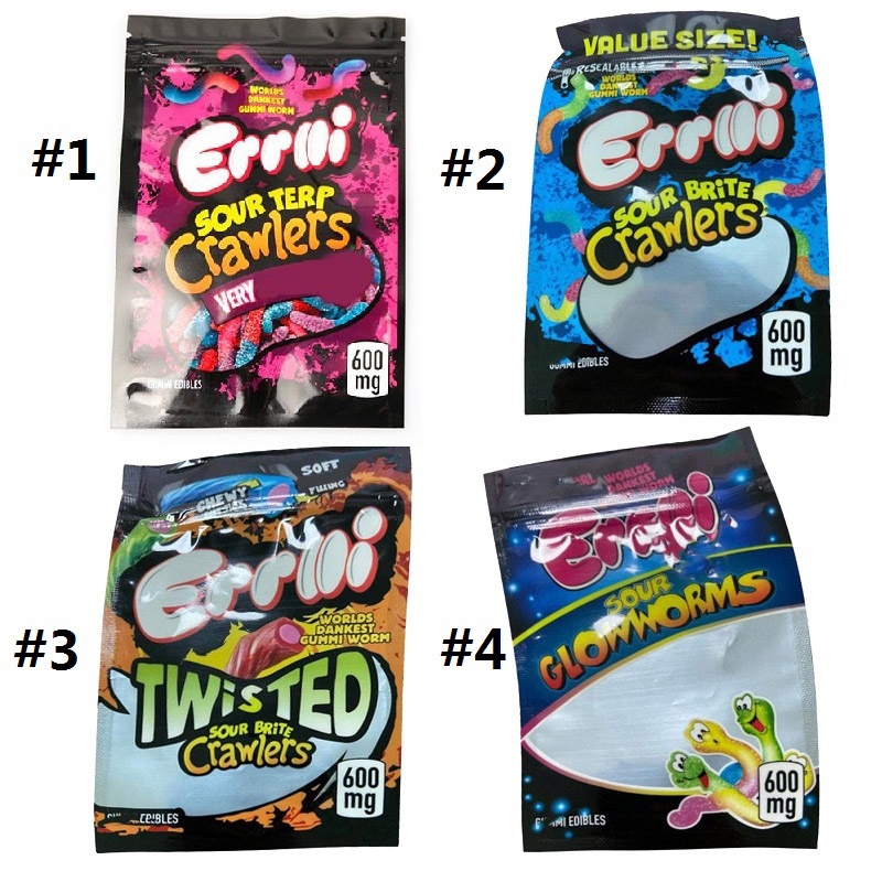 

HOT Errlli Sour terp Crawlers Bag 3.5g 600mg Childproof Vape Mylar Bags Child Proof Packaging Bags