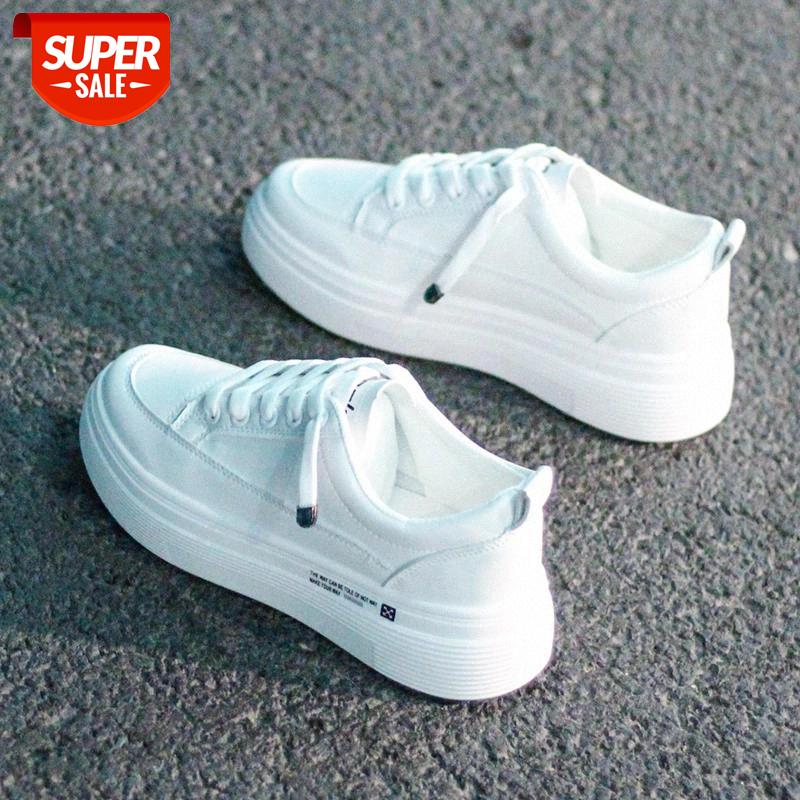 

HOT Women Sneakers 2020 Fashion Breathble Vulcanized Shoes Women Pu leather Platform Shoes Lace up Casual White #KF4X
