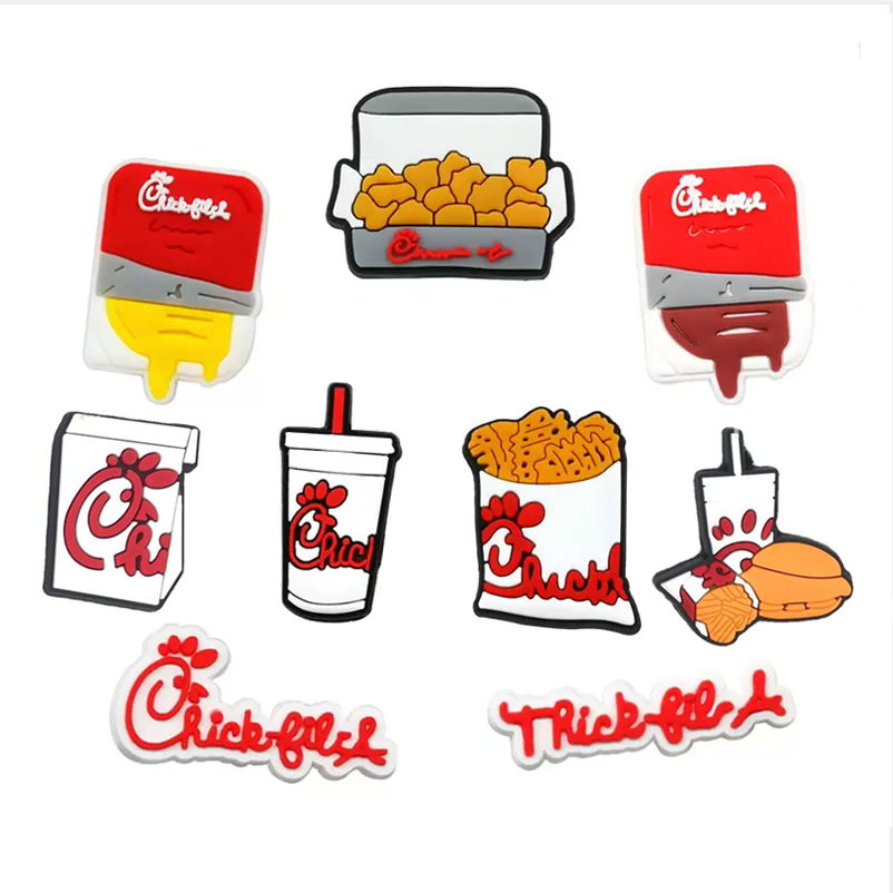 

Wholwsale Fast Food Chick Fil A Croc Charms for Shoe Buckcle Decoration Party Gift