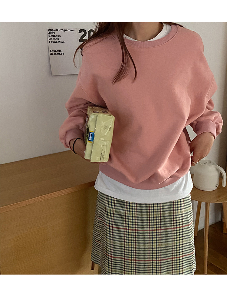 

2021 Womens New Korean Warm Top for Autumn Winter Fashion Casual Street Style Solid Color Hoodies Sweatshirt Femme Hoody Ekdt, Yellow