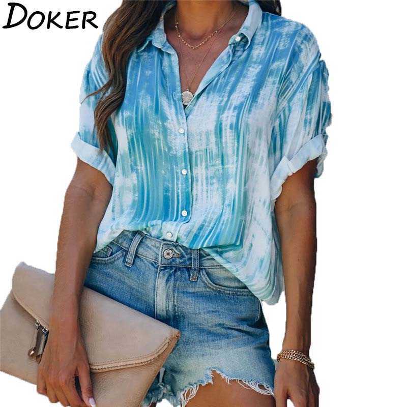 

Printed Stand Collar Button Short Sleeve Shirt Women Casual Plus Size Office Shirts Female Streetwear Tops 210604, Burgundy