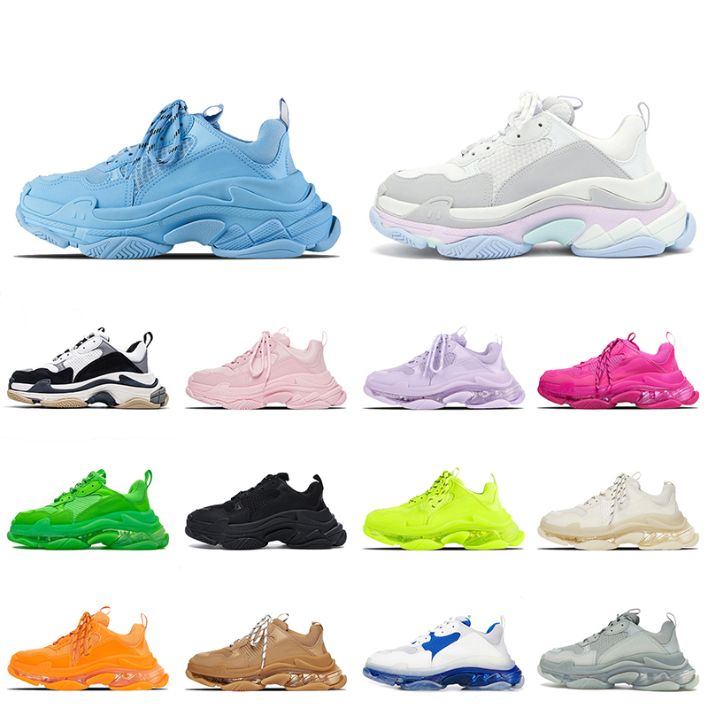 

Newest Women Mens Triple S Fashion Luxury Designer Shoes Clear Sole 17FW Paris Crystal Bottoms Vintage Platform Designers Trainers Sneakers, B31 36-45 (9)