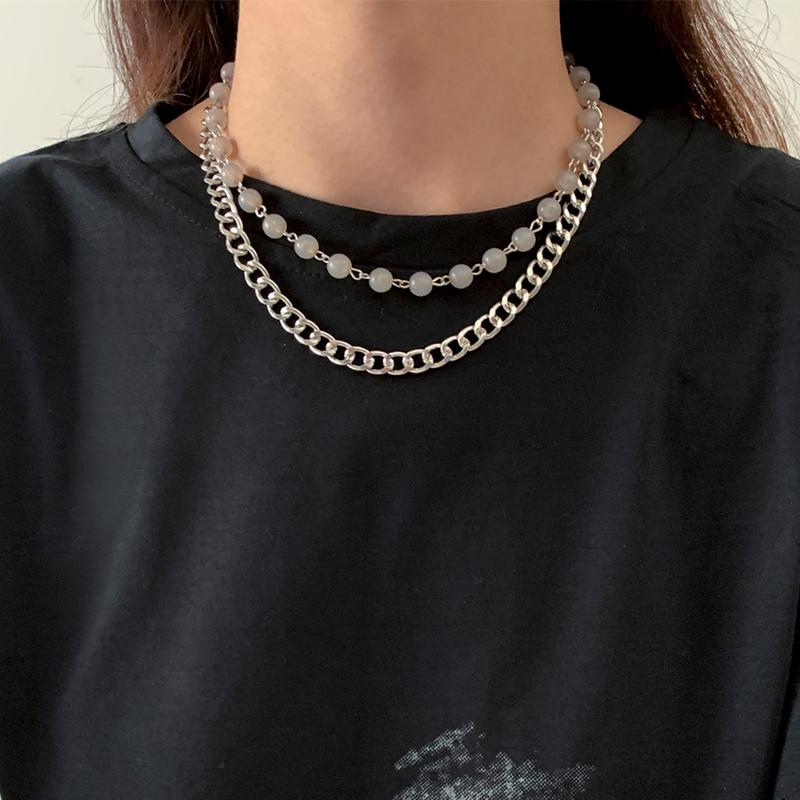 

Chokers Lacteo 2021 Fashion Trendy Pink Color Choker Necklace For Women Neo Gothic Iron Clavicle Chain Charm Jewelry Gifts