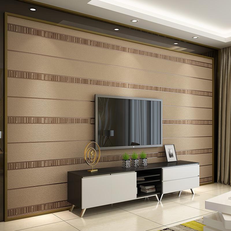 

Wallpapers Living Room TV Background Wall Non-woven Wallpaper Horizontal And Vertical Stripes Bedroom 3d Embossed Simple Modern, 77208