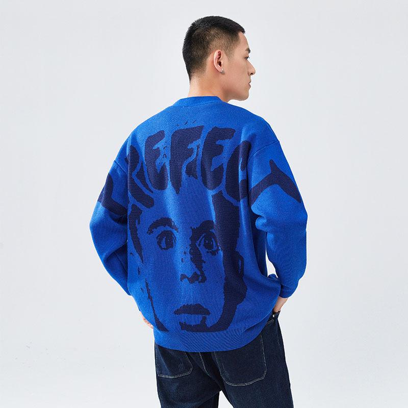 

Men's Sweaters 2021 Arrival Blue Cardigans Oversized Men Knitted Sweater Casual Couples Knitwear Kpop Women Tops Pullovers Sueter Masculino, White;black