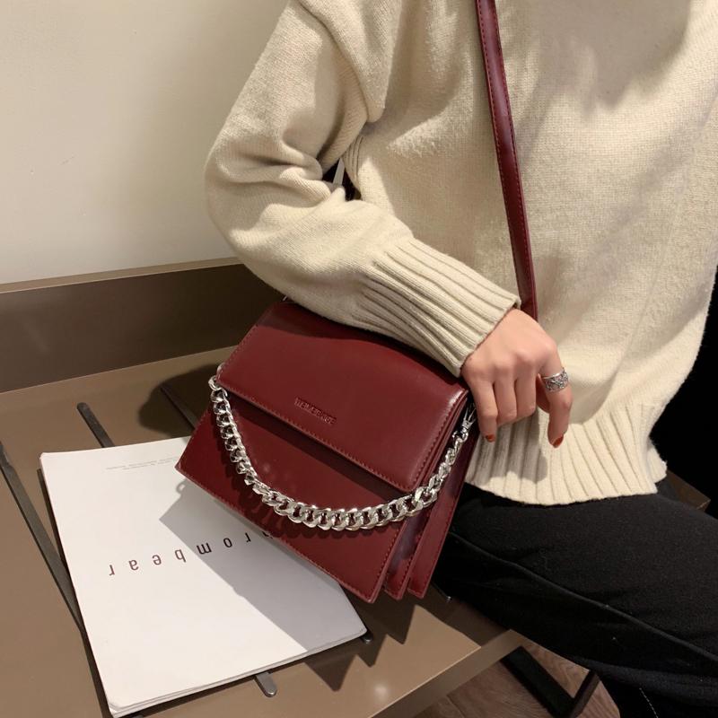 

Women's solid color patterned shoulder bag hardware chain belt belt hit color messenger bag handbag multilayer composite handbag, Beige