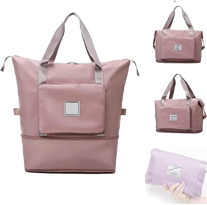 

Outdoor Bags Large Capacity Folding Travel Bag, Bag Portable Lightweight Waterproof Oxford Fabric,, Pink