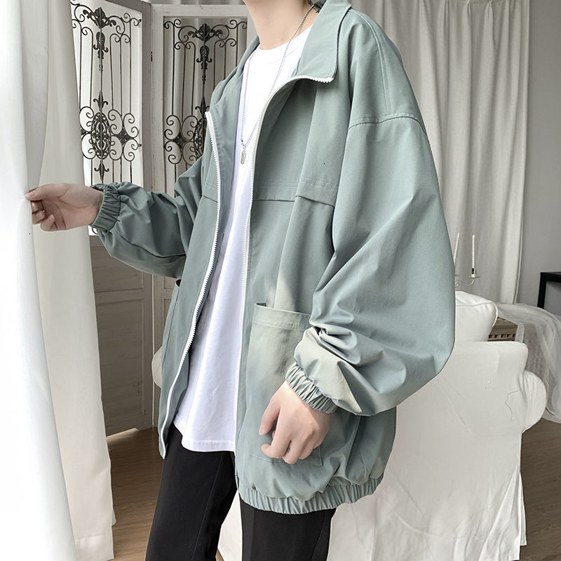 

2021 New Autumn Track Men's Fashion Solid Color Casual Baseball Uniform Jackets Mens Streetwear Loose Hip-hop Bomber Jacket Men Tiid, Green