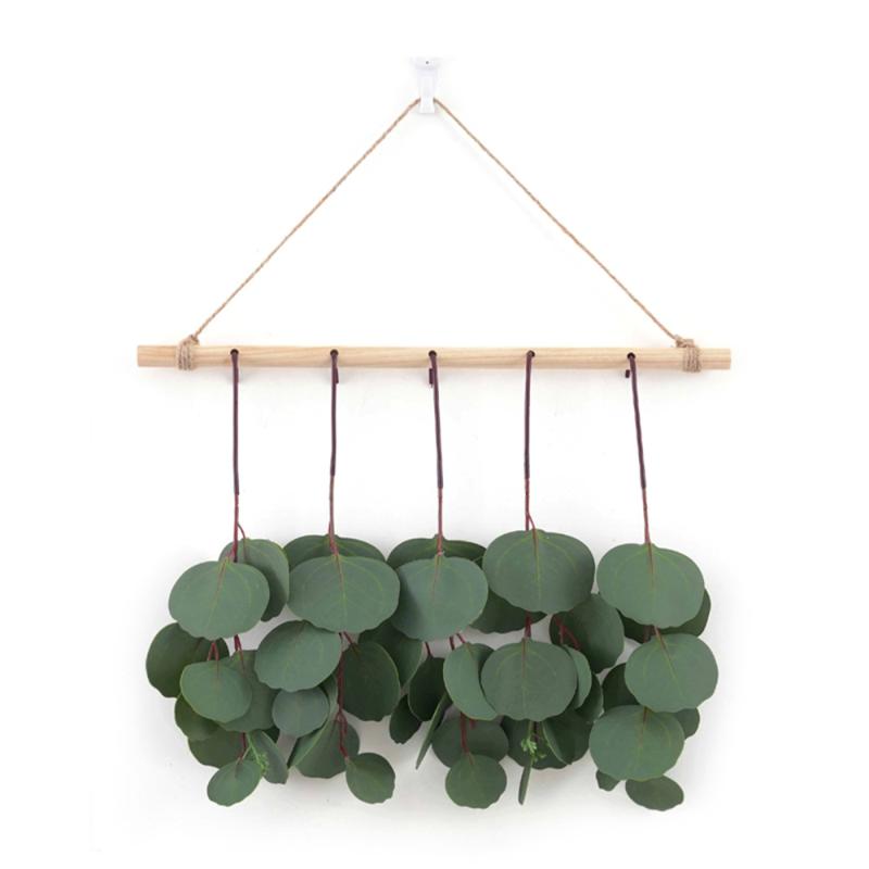 

Decorative Flowers & Wreaths Artificial Leaves Wall Hanging Eucalyptus Portable Ornaments Wooden Northern Europe Mori Wedding Party Decor Si, Apple green