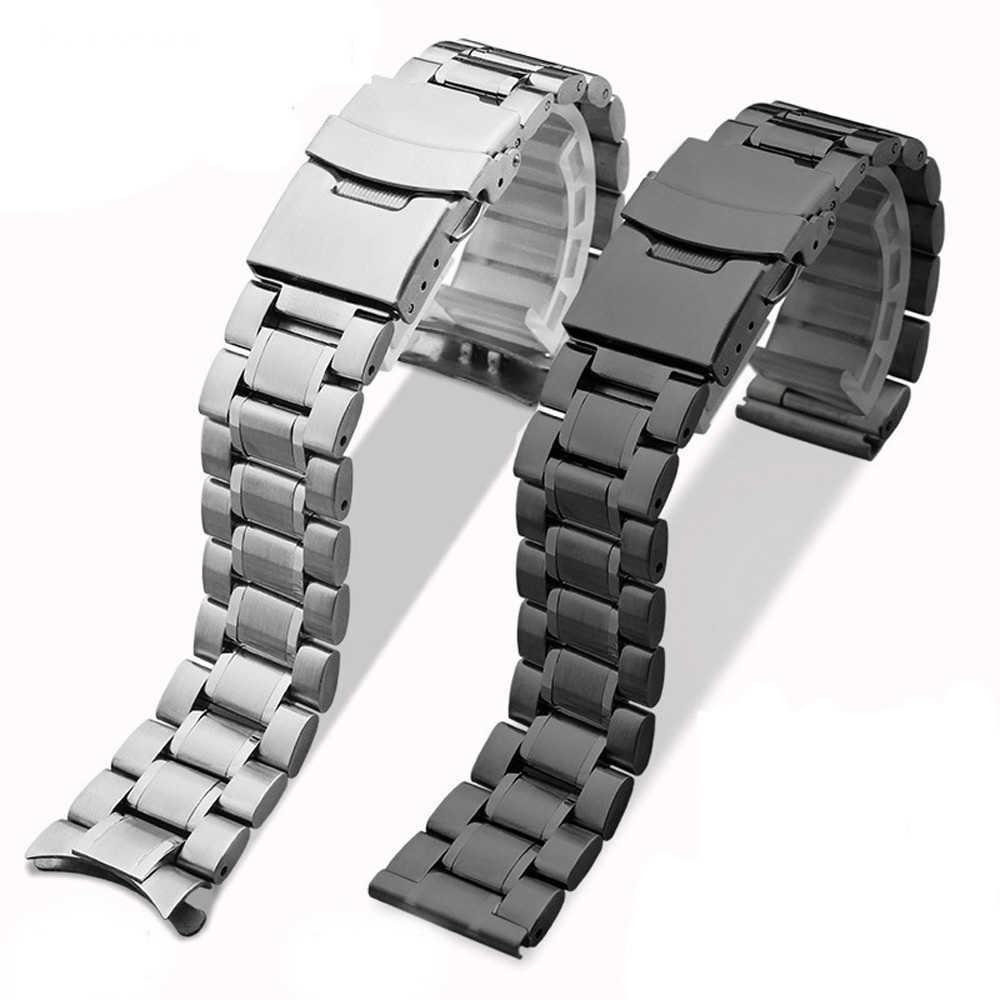 

18mm 20mm 22mm 24mm Silver Black Stainless Steel Watchband Curved Interface Butterfly Watch Strap for Tissot Anima Citizen Seiko H0915