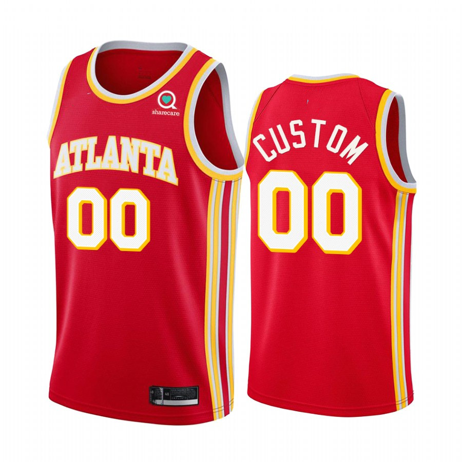 

Custom Hawk mens women youth Atlanta Customized Personalized City Red white black Throwback Basketball Jersey