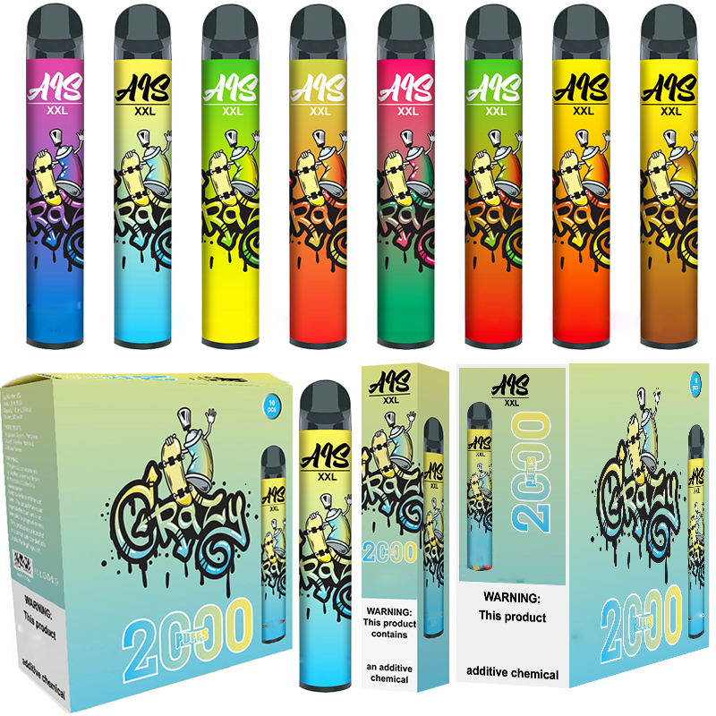 

10 colors Original e Cigarette Disposable Vape AIS 2000Puffs Power Battery Pre-filled Pods Cartridges Vapor vs puff bars