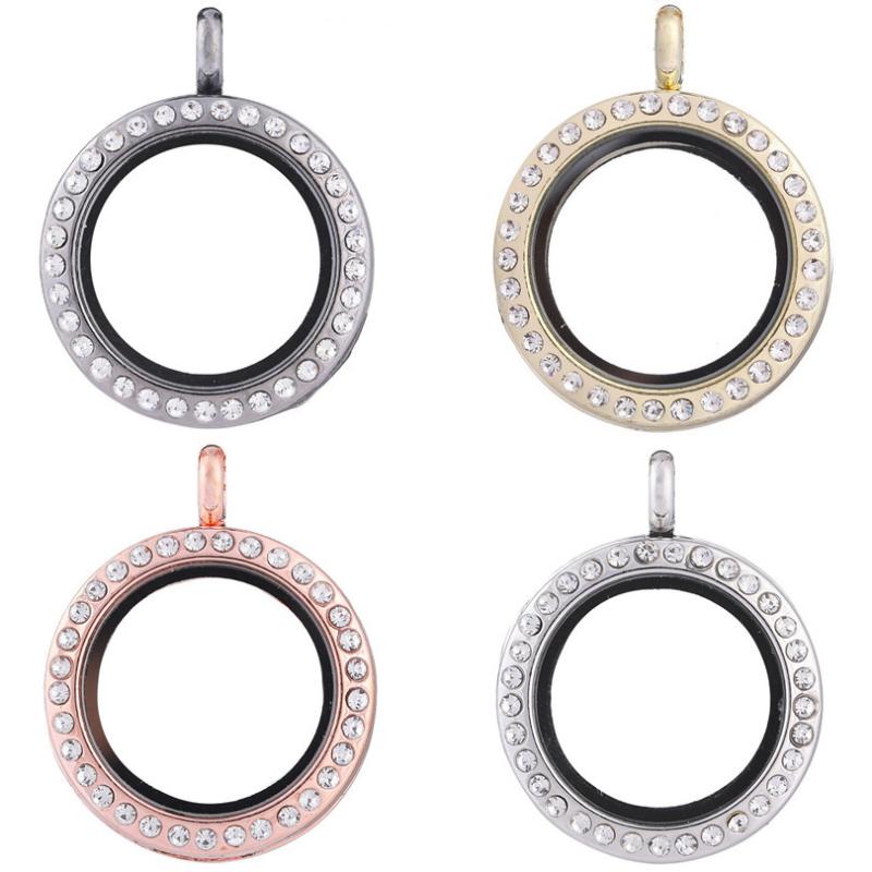 

Charms 1pc Good Quality 25mm Rhinestone Glass Locket Magnetic Pendant For Sweater Necklace Or Bracelet, Bronze;silver