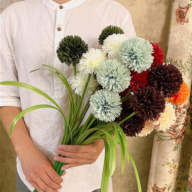 

Silk Dandelion Artificial Flowers Ball Chrysanthemum Vases for Home Decoration Wedding Decorative Fake Flower Arrangements, White
