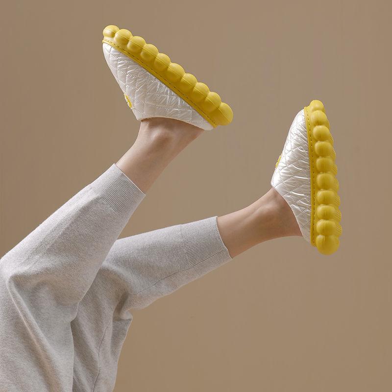 

Slippers Down Cotton Women's Winter Waterproof Home Indoor Antiskid Warm Couple Soft Bottom, Yellow