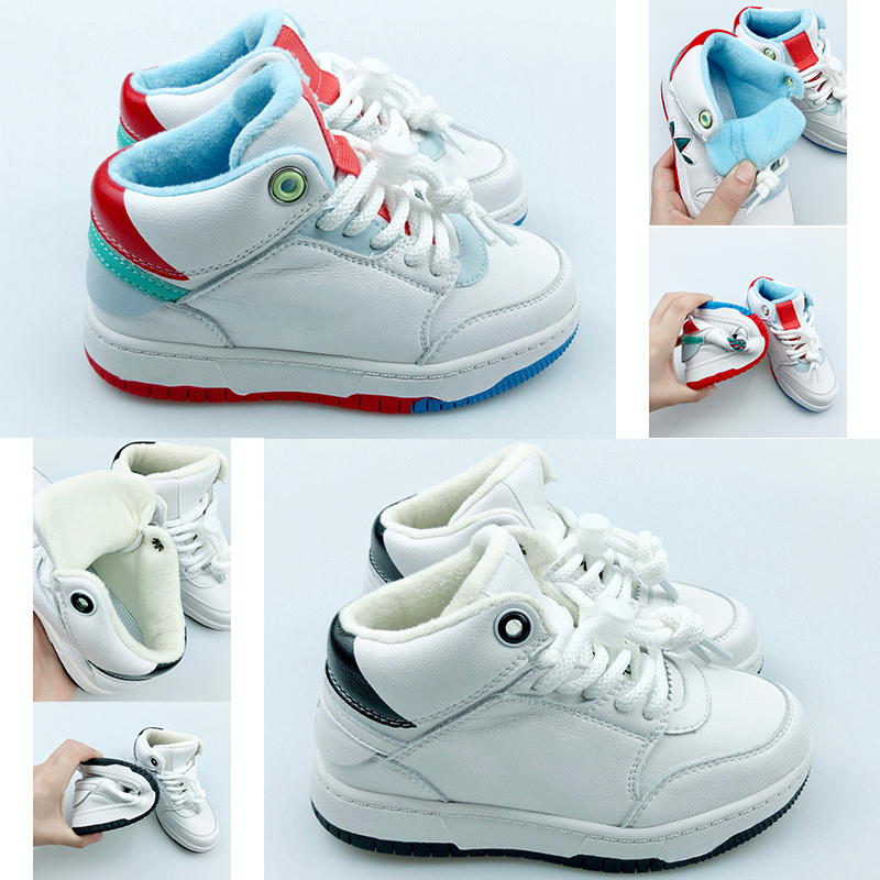 

2021 Kids Shoes Children Fluff Basketball Trainers Wolf Grey Toddler Sport Sneakers for Boy and Girl Chaussures Pour Enfant, Black