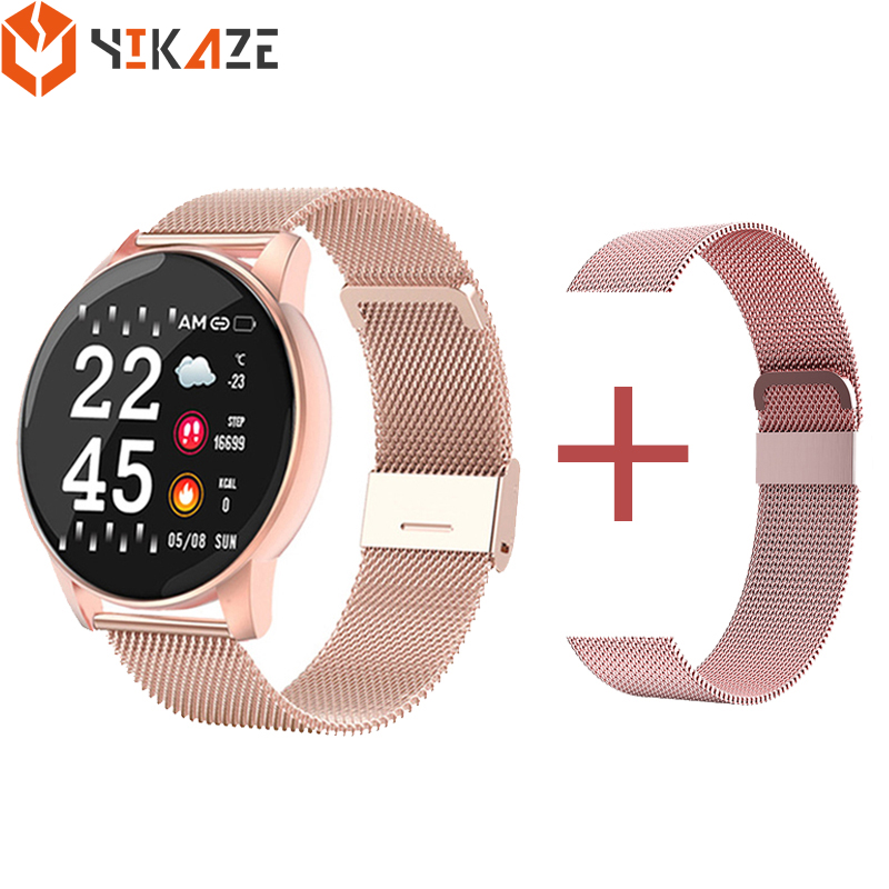 

Smart Watch Women Blood Pressure Heart Rate Fitness Tracker Bracelet Watch Round Smartwatch Men for Android IOS HUAWEI XIAOMIg, White