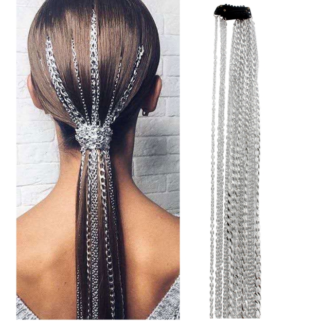 

HairClips style wig extension chain retro silver-plated tassel hairchain headdress head chains BB clip hairaccessories braided Hair Jewelry