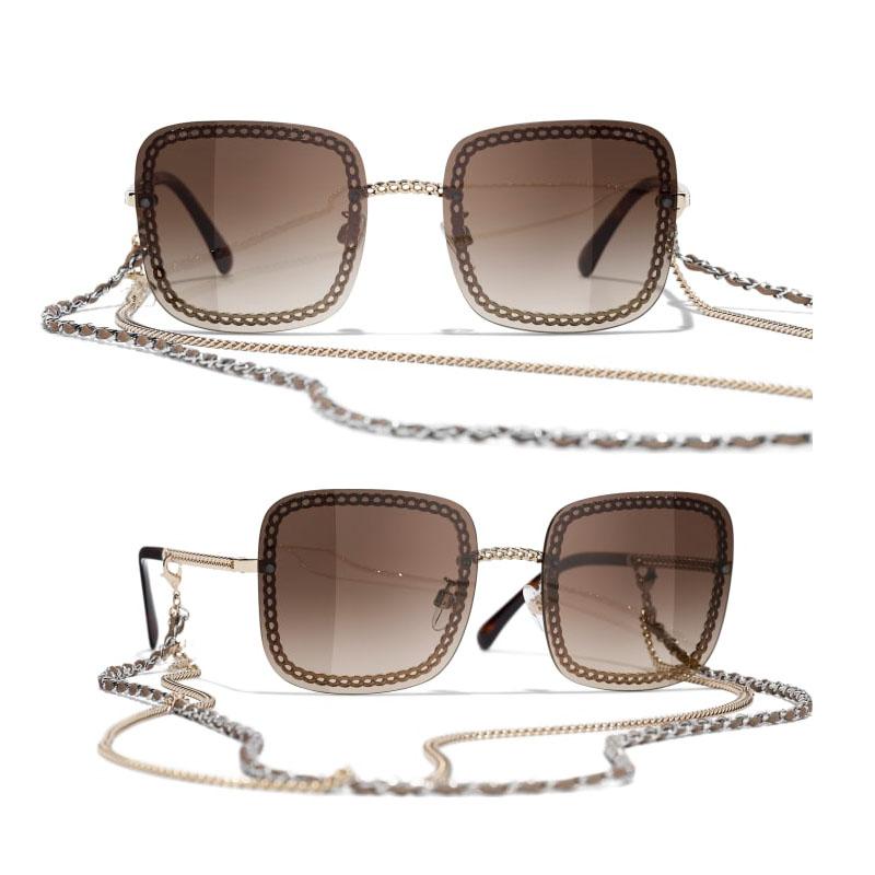 

Sunglasses Metal Chain Woman Square Sun Glasses Famous Designed Classic Style With Box High Quality Europen Fashion